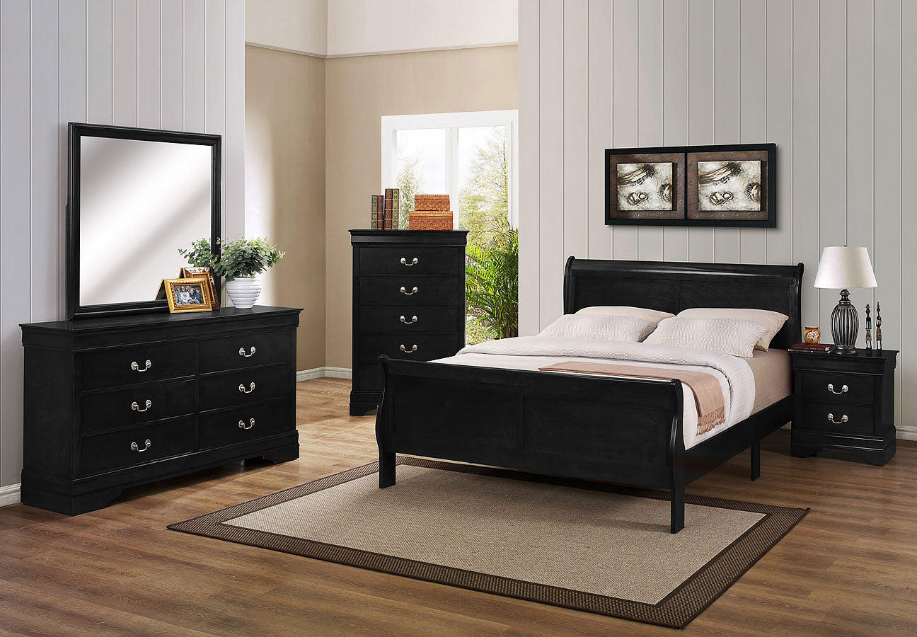 Louis Philippe Sleigh Bedroom Set (Black) by Acme Furniture