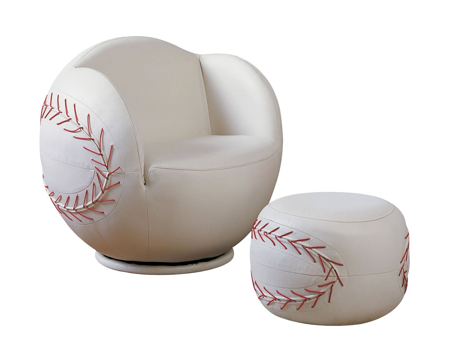 All Star Baseball: White Chair & Ottoman (2Pc Pk) image