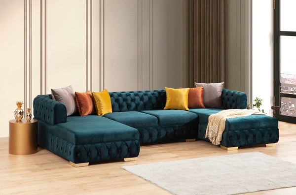Matilda Green Velvet Double Chaise Sectional, Coming Soon.