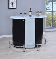 G100654 Contemporary Black and Chrome Bar Unit with Frosted Glass Top image