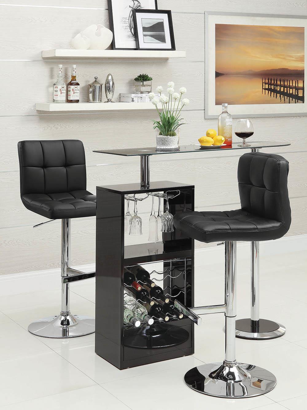 G102554 Contemporary Black and Chrome Adjustable Bar Stool image