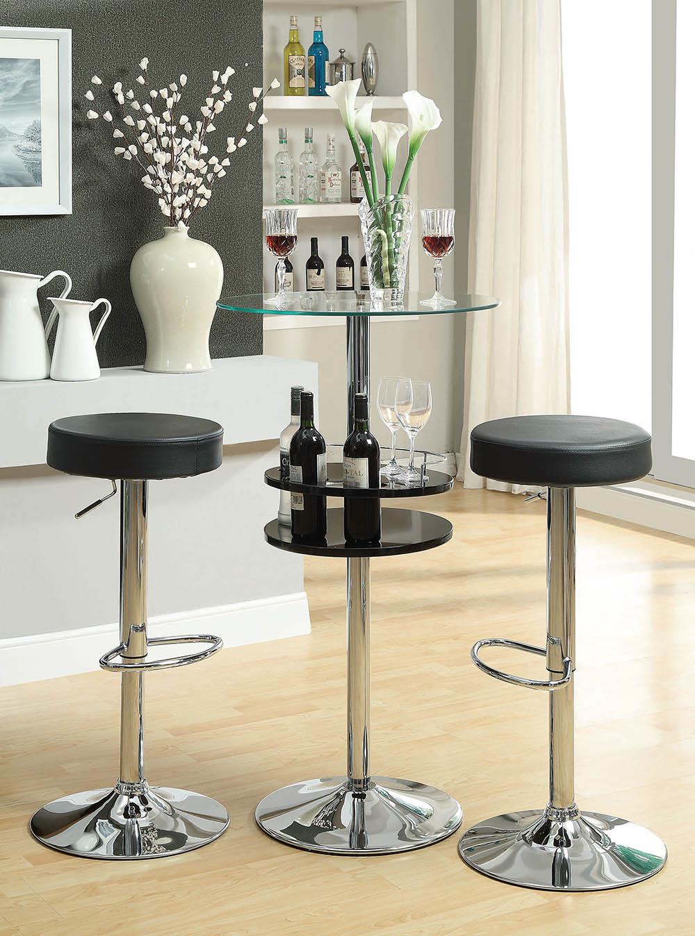 G102558 Black Faux Leather Adjustable Bar Stool image