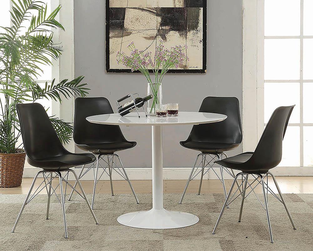 Lowry Mid-Century Modern White Round Dining Table image