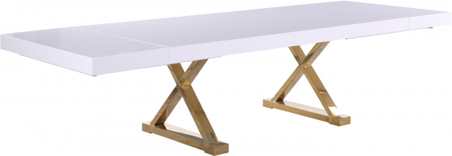 Mesa de comedor extensible 2 hojas Excel blanco-oro