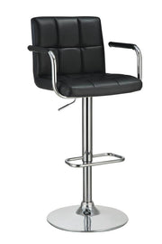 G121095 Contemporary Black and Chrome Adjustable Bar Stool with Arms image