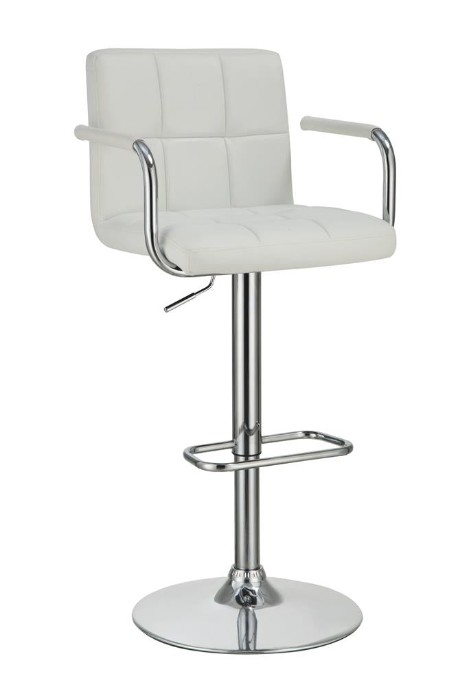 G121097 Contemporary White and Chrome Adjustable Bar Stool with Arms image