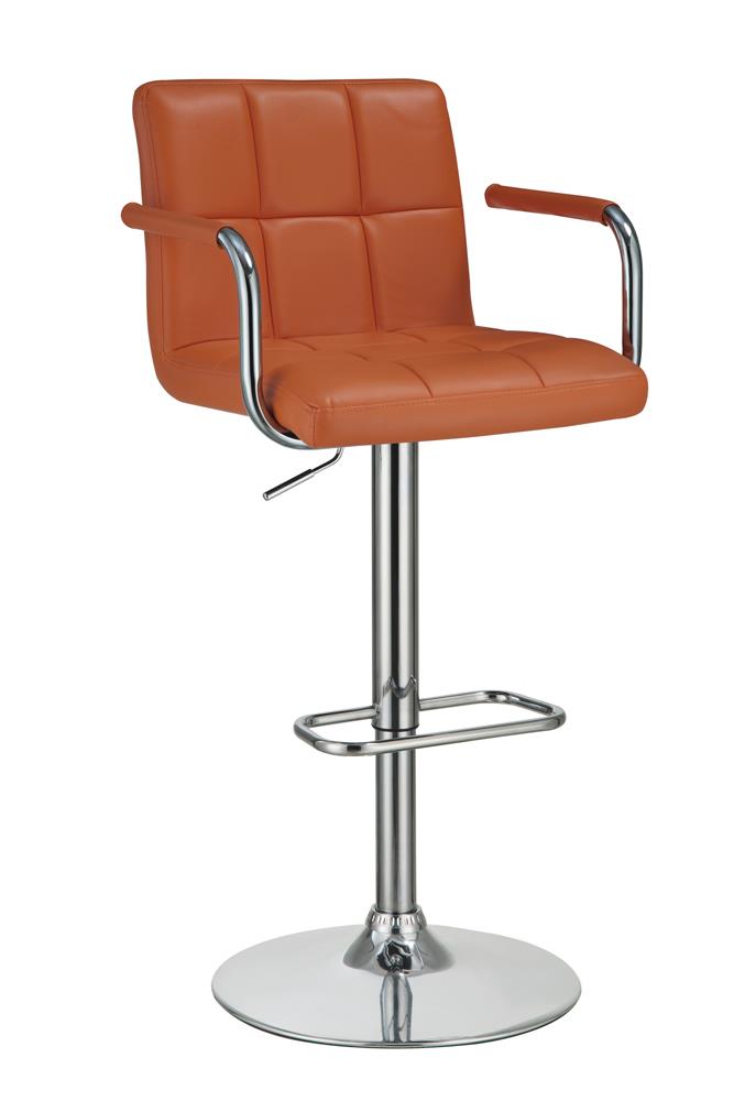 G121098 Contemporary Pumpkin and Chrome Adjustable Bar Stool with Arms image