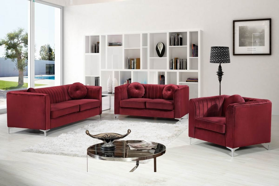 Isabelle Collection Burgundy Living Room Set