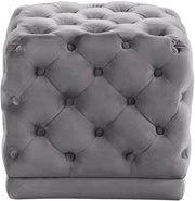 Stella Grey Velvet Ottoman/Stool image