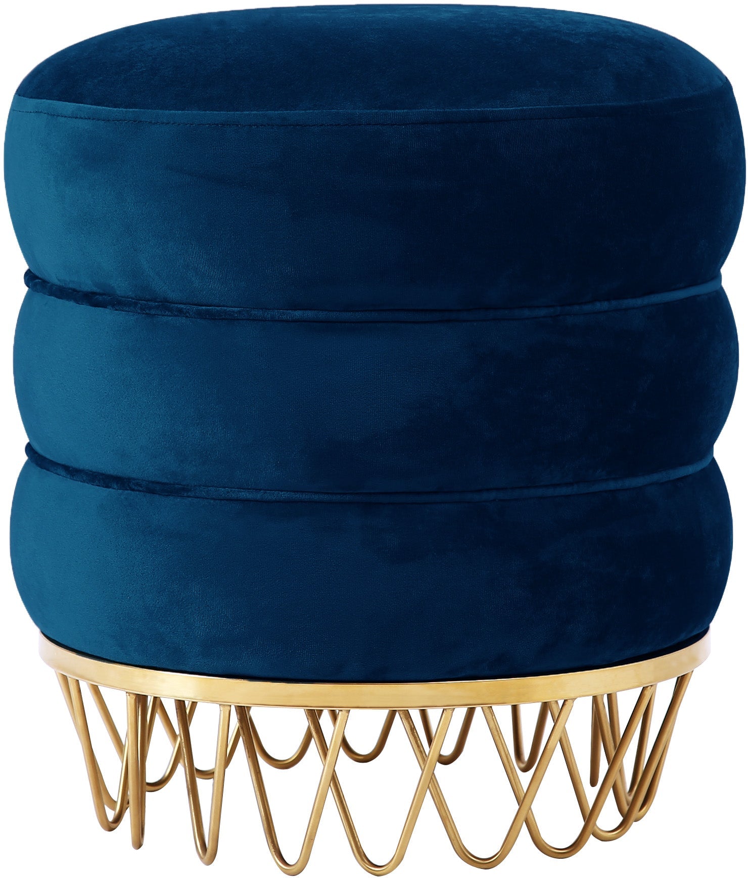 Revolve Navy Velvet Ottoman/Stool image