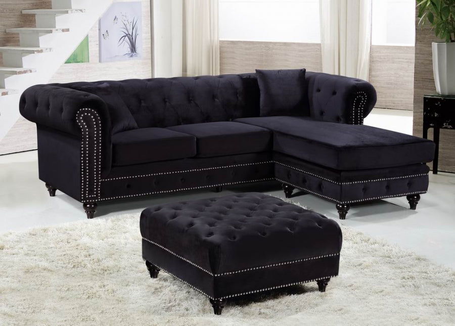 Sabrina Velvet Reversible 2pc. Sectional Black