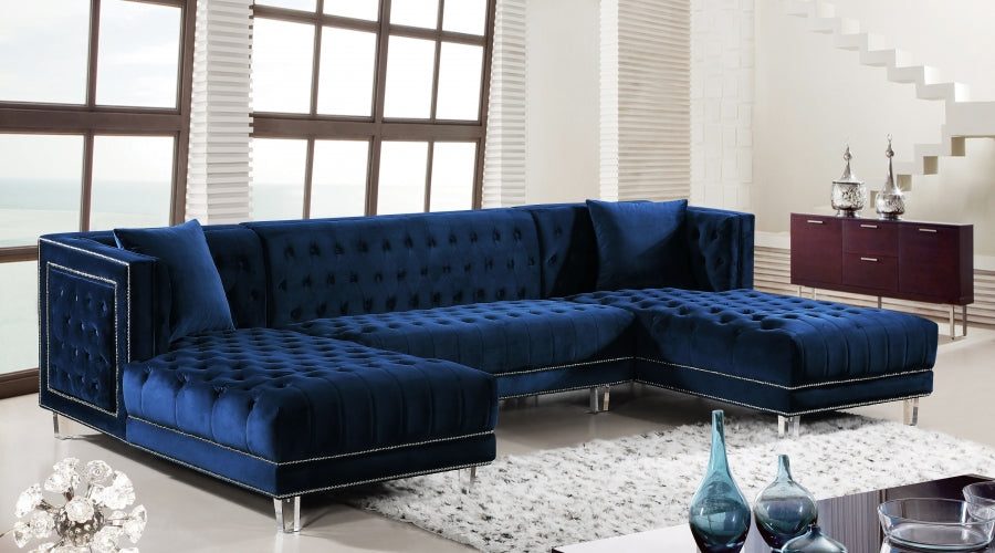 Moda Velvet 3pc. Sectional Blue