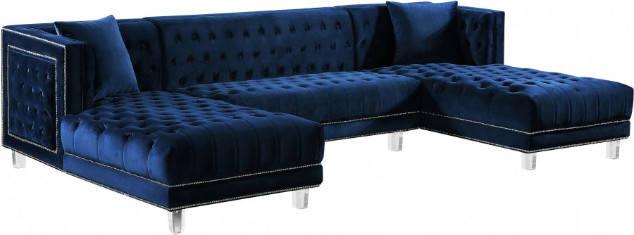 Moda Velvet 3pc. Sectional Blue