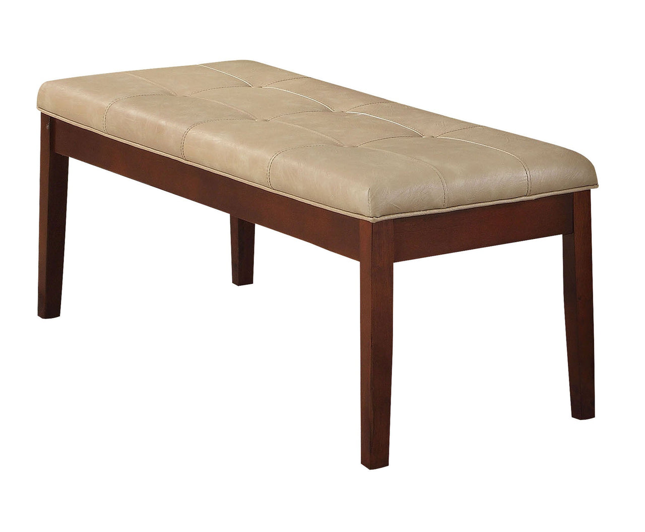 Britney Cream PU & Walnut Bench image