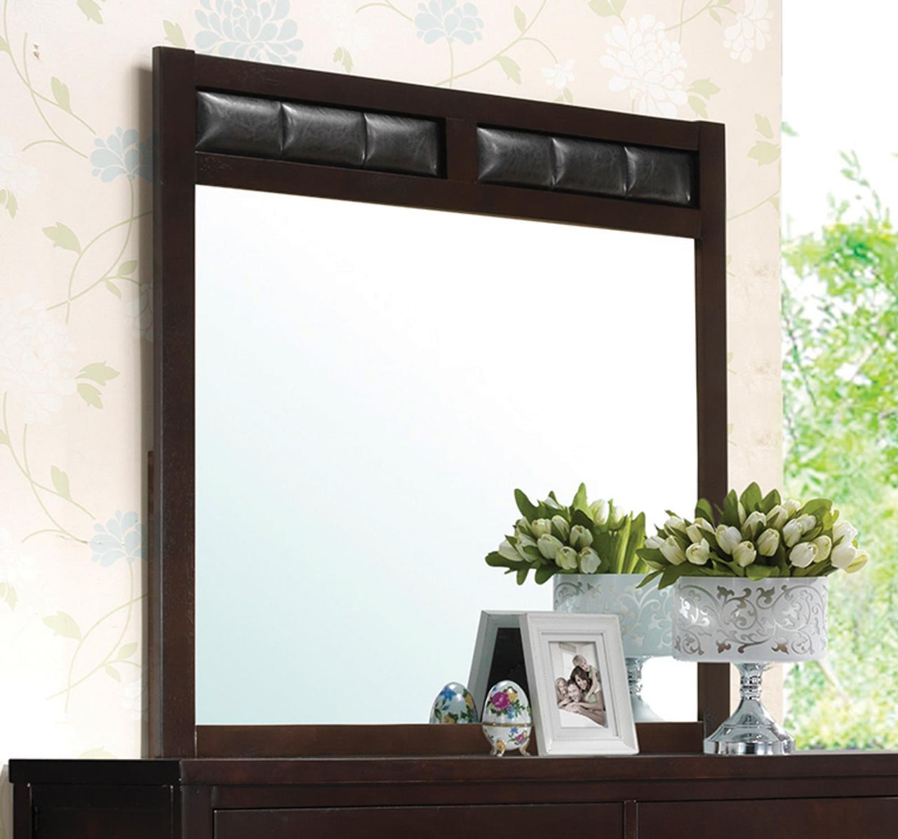 Carlton Black Upholstered Dresser Mirror image