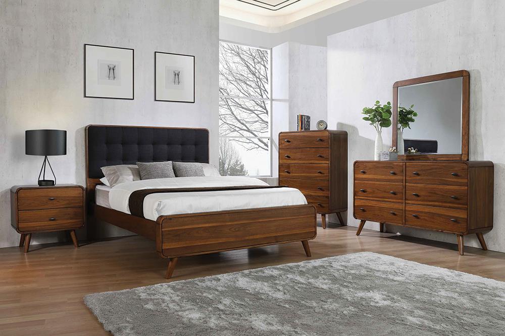 Robyn Mid-Century Modern Dark Walnut Queen Four-Piece Set image