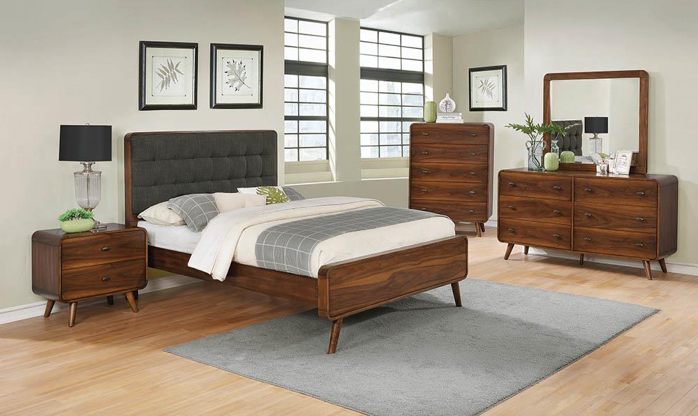 Robyn Mid-Century Modern Dark Walnut Queen Bed image