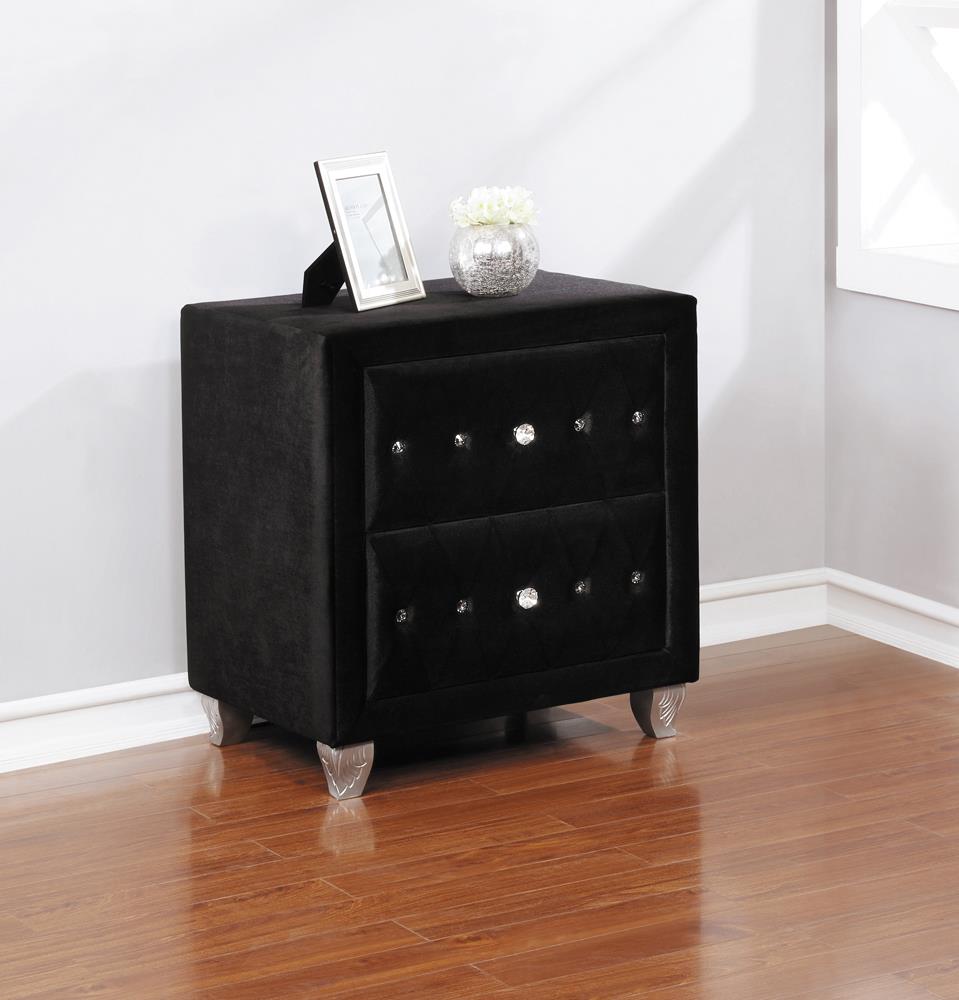 Deanna Contemporary Black and Metallic Nightstand image