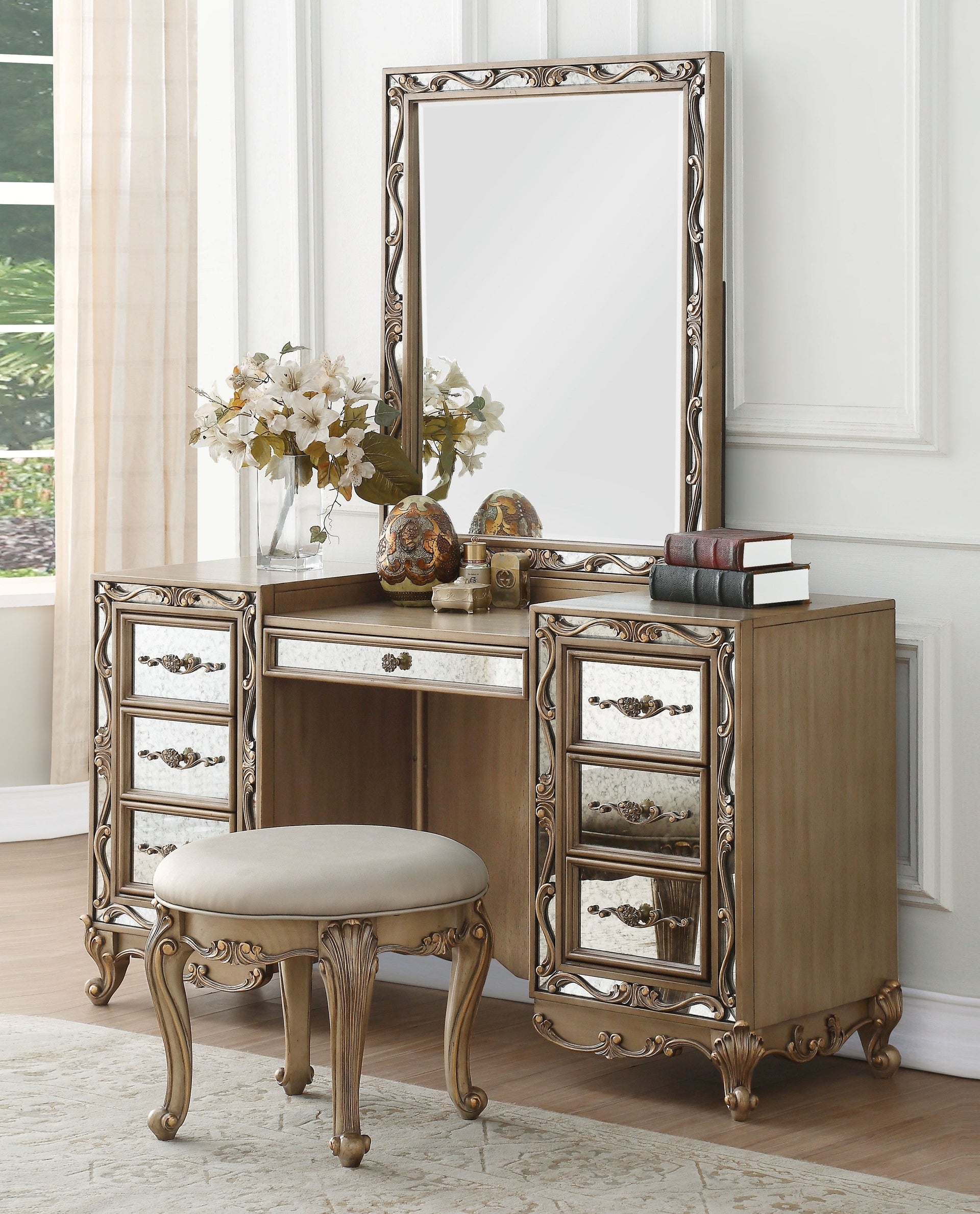 Orianne Antique Gold Vanity Desk image