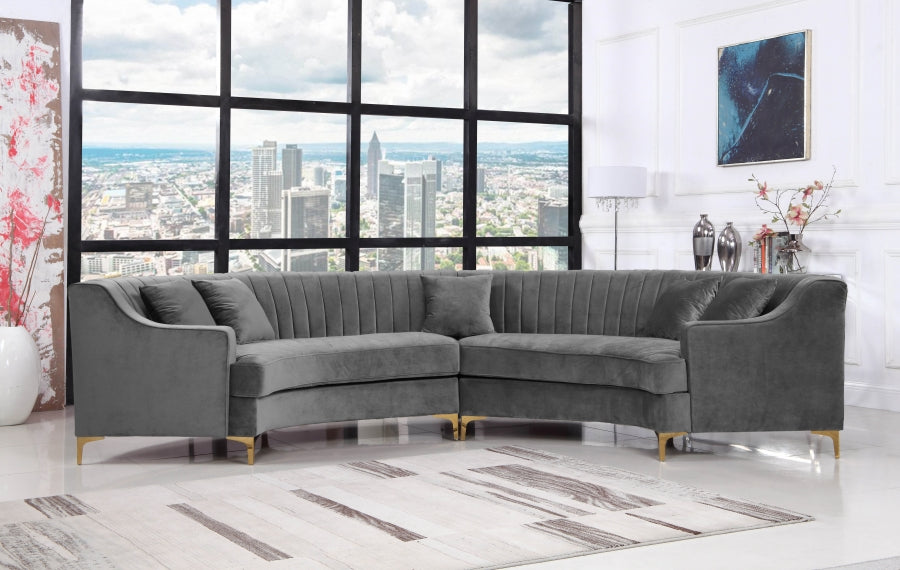 Jackson Velvet 2pc. Sectional Grey