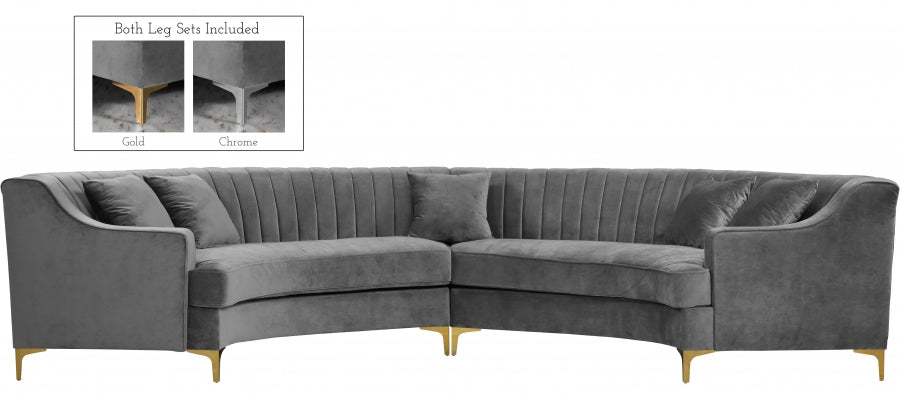 Jackson Velvet 2pc. Sectional Grey