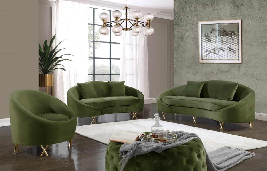 Serpentine Collection Green Living Room Set
