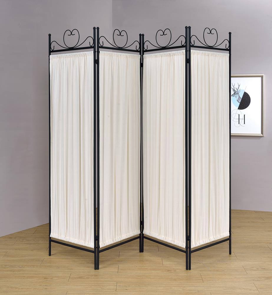 Traditional Black and Gold Four-Panel Folding Screen image