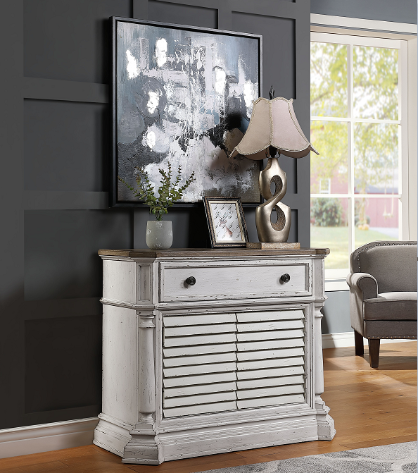 York Shire Antique White & Dark Charcoal Chest (2 Shutter Doors) image