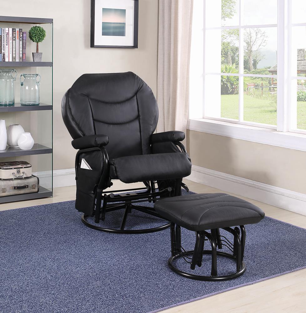 G2946 Upholstered Casual Black Swivel Glider and Ottoman image