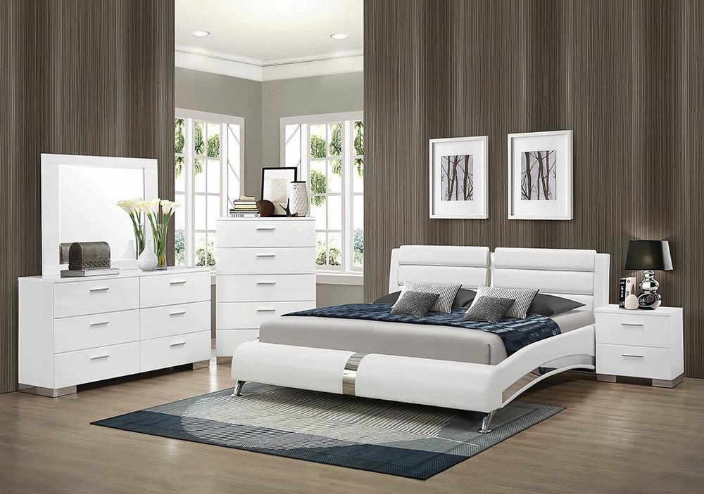 Felicity Contemporary White Upholstered Queen Bed image