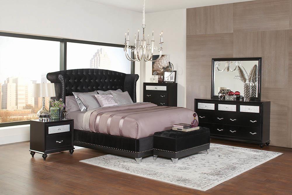 Barzini Black Upholstered Queen Bed image