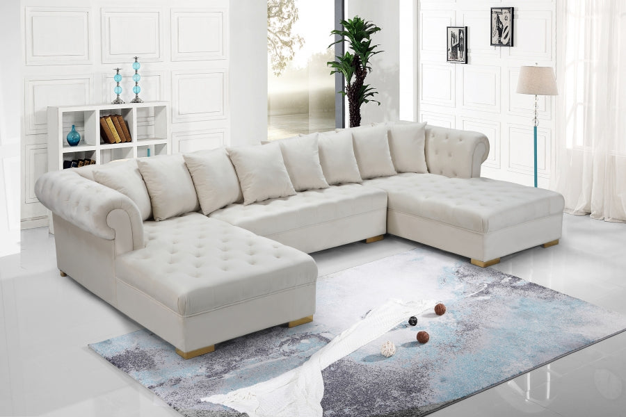 Presley 3pc. Velvet Sectional Cream