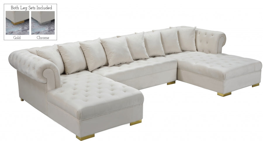 Presley 3pc. Velvet Sectional Cream