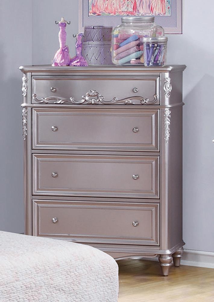 Caroline Metallic Lilac Four-Drawer Chest image