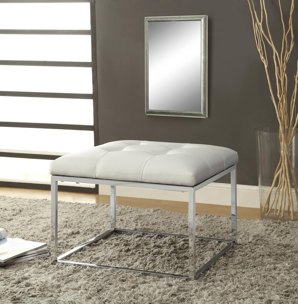 G500423 Contemporary White and Chrome Ottoman image