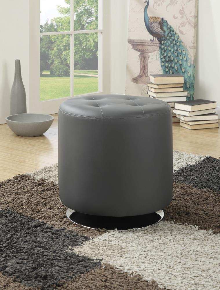 G500554 Contemporary Grey Round Ottoman image