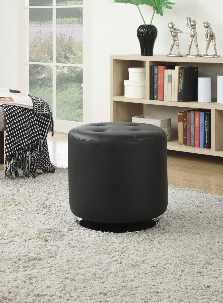 G500554 Contemporary Black Round Ottoman image