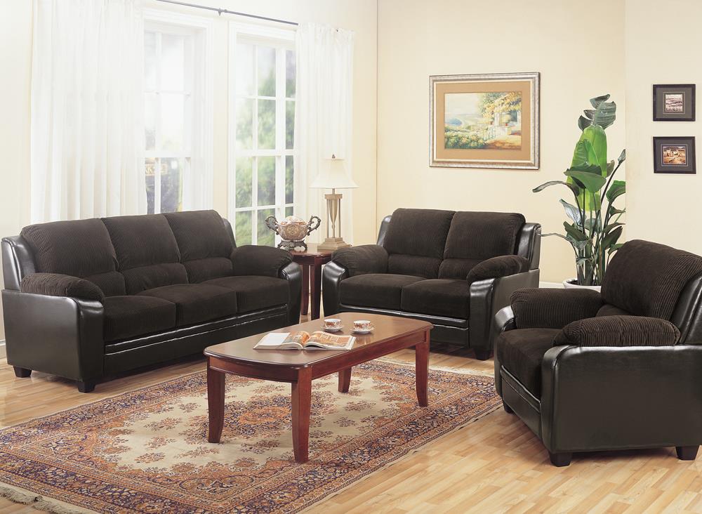 Monika Transitional Chocolate Three-Piece Living Room Set image