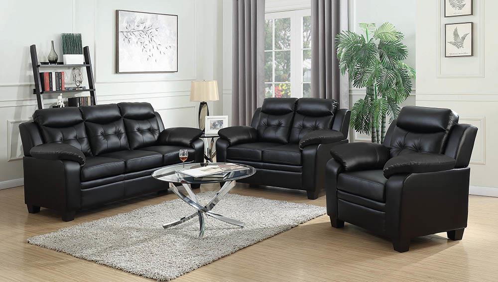 Finley Casual Black Padded Loveseat image