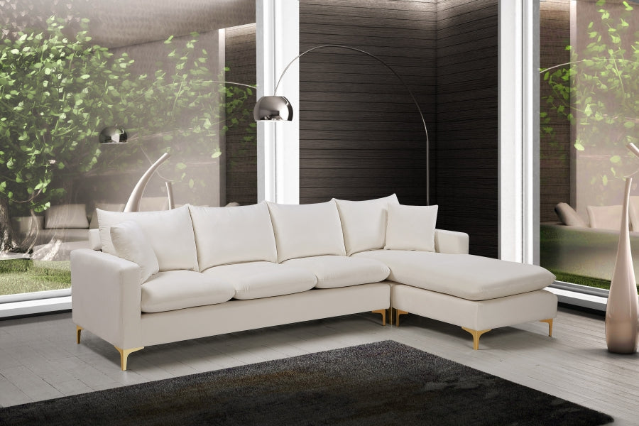 Naomi Velvet Reversible Sectional Cream