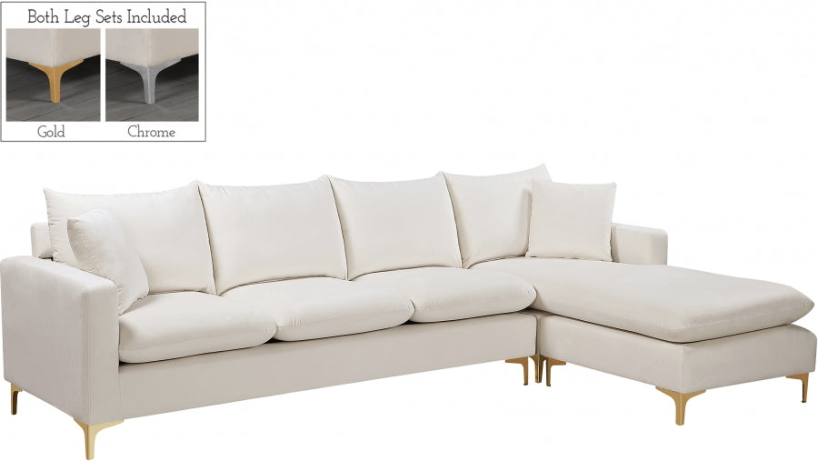 Naomi Velvet Reversible Sectional Cream