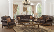 Orianne Charcoal Fabric & Antique Gold Sofa w/2 Pillows image