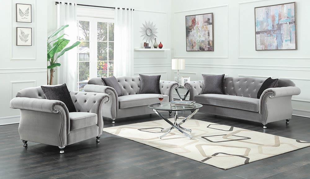 Frostine Grey Three-Piece Living Room Set image