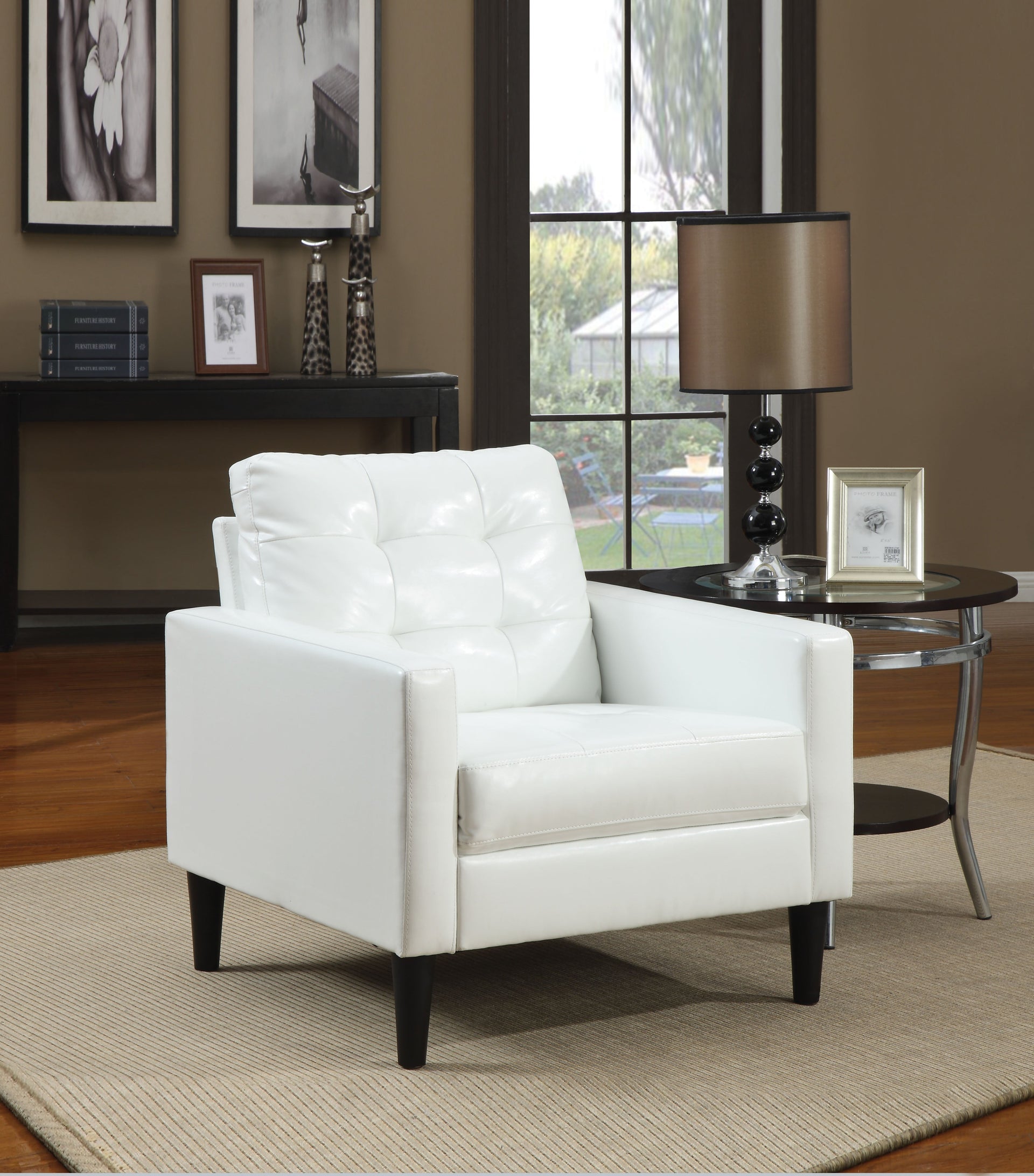 Balin White PU Accent Chair image