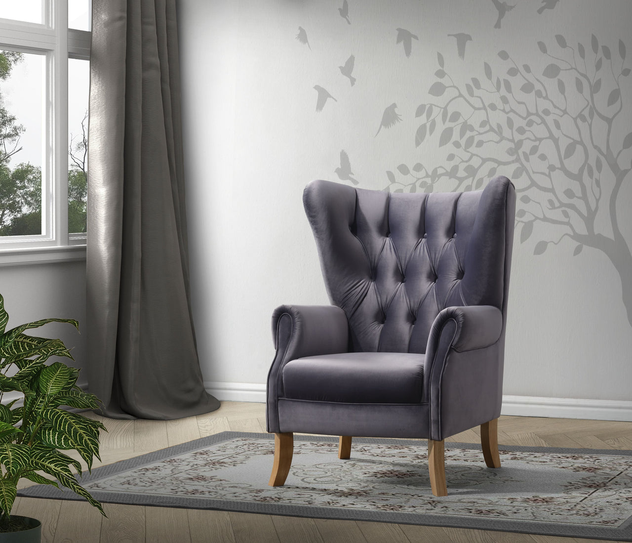 Adonis Gray Velvet Accent Chair image