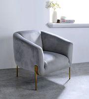 Carlson Gray Velvet & Gold Accent Chair image