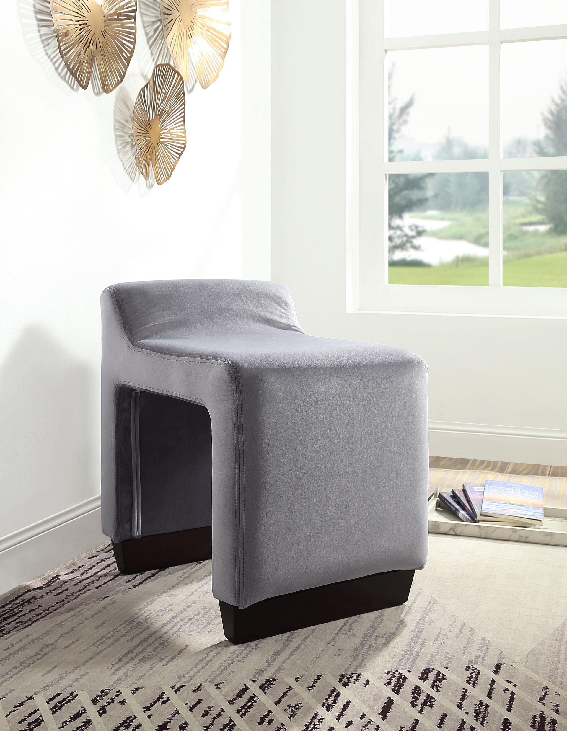 Alford Gray Flannel Ottoman image