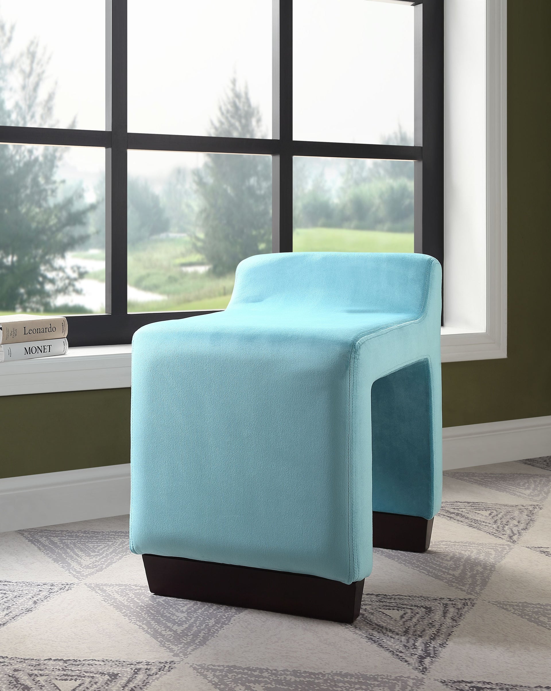 Alford Blue Flannel Ottoman image