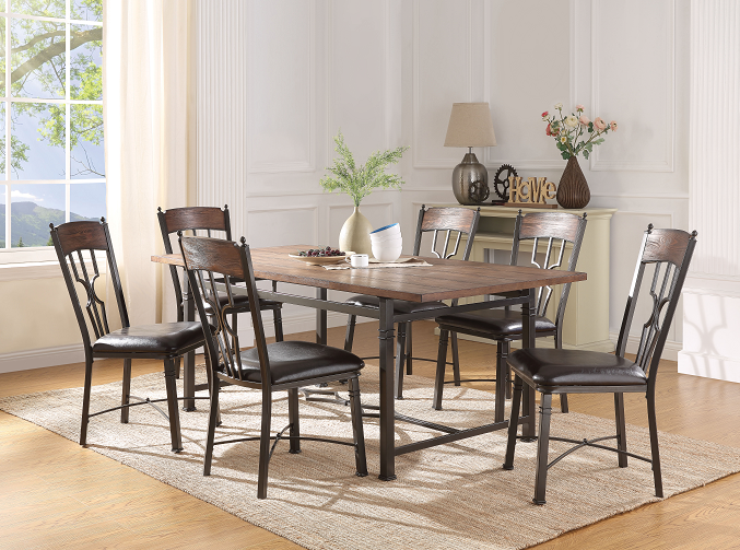 LynLee Weathered Dark Oak & Dark Bronze Dining Table image