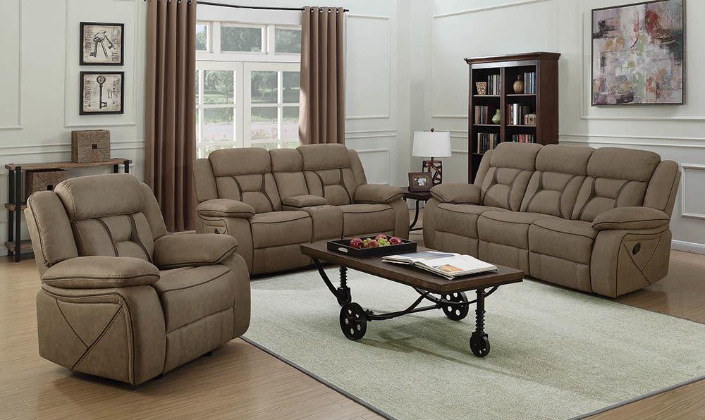 Houston Casual Tan Reclining Three-Piece Living Room Set image